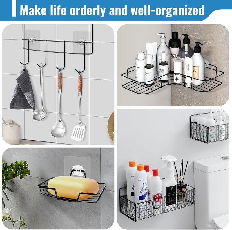 EILKBLA 15 Pack Shower Caddy Adhesive Replacement - Strong No Drilling Shower Shelf Adhesive Hooks for Bathroom Storage Shelves & Kitchen Racks, 3 Sizes Included - Image 4